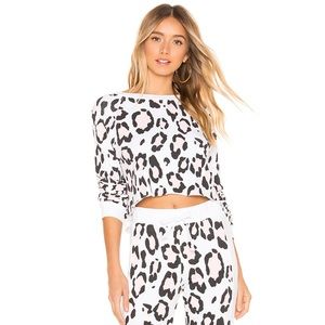 Wildfox leopard beach house sweatshirt white xs